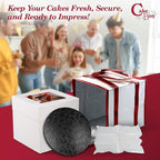 Cakebon Cake Box and Boards, 10-Inch Round Black Wrapped Edges 1/2- Inch Thick Drums with Insulated Bag and Ice Pack – Cake Transport Set, Cooler for Cake Delivery and Transport (1pc Each, 4pcs Total)
