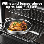 12-Inch Non Stick Frying Pans, Ceramic Coating NonStick Stainless Steel Pan Set, Tri-Ply Skillets and Pan Set with Lid, Cool-Touch Handle, Dishwasher and Oven Safe