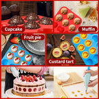12 Cup Silicone Muffin Pan，Regular Size Cupcake Pan Great for Making Muffin Cakes, Bread, Tart - Piping Bags and Tips Set，Silicone Baking Cups-2 Pack