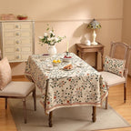 ISAENNE Designer Floral Extra Long Rectangle Tablecloth,French Linen Light Beige Indoor Table Cloth,Fall Wrinkle Resistant Decor Tablecloths for Dining Thanksgiving Kitchen,67"*118"-Flora A