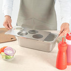 Restaurantware Squeeze Bottle Template Pack of 1 Stainless Steel 4 Hole Holder Top, 3.25" Diameter Fits 1/3 Size Food Pans, Dishwasher Friendly Integrated Lip Design Holder Top for Condiment Bottles