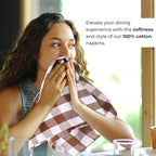 Urban Villa Cloth Napkins 100% Cotton Dinner Napkins Highly Absorbent 20x20 Inches (Set of 12) Brown White Buffalo Checks Reusable Washable Soft Durable Premium Napkins Ideal for Home Wedding Parties