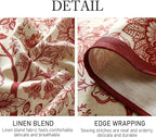 ISAENNE Designer French Linen Long Rectangle Tablecloth,Red Floral Washable Indoor Table Cloth,Durable Home Decor Tablecloths for Dining Thanksgiving Kitchen Party Christmas,63"*102"-Ruyi A