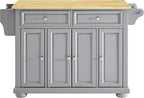 Crosley Furniture Alexandria Wood Top Rolling Kitchen Island Storage Cart, Microwave Stand, Spice Rack, Gray