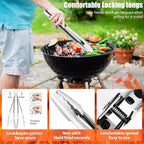 31pcs BBQ Grill Accessories Set for Men Dad, Heavy Duty Grilling Tools Gifts for Christmas, Stainless Steel BBQ Utensils Kit with Mats, Grill Brush in Carrying Bag Black
