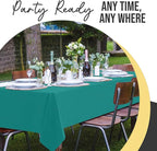 Exquisite 66% Thicker Premium Plastic Table Cloth Rectangle Table Cover 0.5 Mil 6 Pack Teal Table Cloth 54 Inch x 108 Inch Disposable Tablecloth Won't Tear Easily Like Cheap Thin Brands