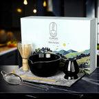 6 Pcs Matcha Whisk Set | Matcha kit with Black Bowl, Bamboo Whisk, Scoop, Sifter, Holder for whisk & Cleaning Cloth, Traditional Matcha Set in Magnetic Gift Box