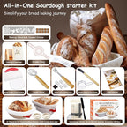 Sourdough Starter Kit, Sourdough Bread Baking Supplies, Cotton Rope Banneton Bread Proofing Basket Set with Sourdough Starter Jar for Bread Making Baking, Sour Dough Kit Tools Gifts for Bakers Women