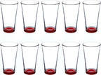 Libbey Pint Glass 16 oz. Set of 10, Bulk Pack - Beer Glasses, Heavy Duty Drinkware - Red
