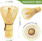 Bamboo Matcha Whisk, Handcrafted Organic Traditional Japanese Chasen, Matcha Stirrer Green Tea Preparation Mixing Tool Accessory (80 Prongs)