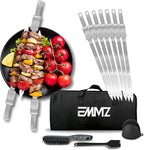Grilling Skewer–16.5"flat metal skewers with removable Slider (set of 10) Storage Bag stainless steel skewers for BBQ-kebab koobideh-Skewers for kabab Barbecue meat vegetable-Grill sticks for camping