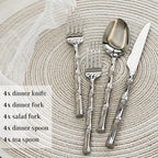 20-Piece Silverware Set with bamboo Handle,Stainless Steel Flatware Set, Modern Cutlery Set, Service for 4, Mirror Finish Dishwasher Safe
