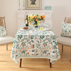 patdrea Designer Green Rectangle Table Cloth,Vintage Italian Floral Country Linen Breathable Tablecloth,Decor Cover for Kitchen Dining,Christmas,Tea Party,Thanksgiving,63"x94"-Tree Life