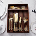 KEAWELL Luxury 20 Pieces 18/10 Stainless Steel Flatware set, Service for 4, silver plated with gold accents, Fine Silverware set and Dishwasher Safe (Gold)