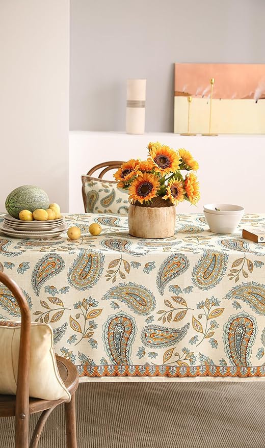 patdrea Designer Vintage French Rectangular Table Cloth,Italian Floral Wrinkle Free Extra Long Tablecloth,Decor Table Cover for Kitchen Dining,Christmas,Tea Party,Thanksgiving,63"x110"-Lysaniya