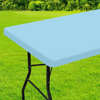 homing Rectangle Table Cloth Cover, Waterproof Polyester Elastic Fitted Tablecloth, Fits for 6 Foot Folding Tables, Washable Table Protector for Picnic, Camping, Outdoor (Light Blue, 30" x 72")