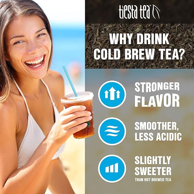 Tiesta Tea - Cherry Punch Cold Brew, Loose Leaf, Sweet Cherry Herbal Tea, Premium Iced, Non-Caffeinated Cold Brew Packets, Makes 64 oz of Pitcher Per Bag (Pack of 10)