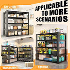 72" H Garage Shelving, Heavy Duty Storage Shelves, Garage Storage Shelves, Adjustable 5 Tier Metal Shelving Unit, Utility Shelves for Warehouse Backyard, 72" H×48" W×24" D