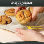 12 Cups Silicone Muffin Pan with Metal Reinforced Frame Regular Size Cupcake Pan Tray Egg Bites Silicone Circle Cookie Molds Muffin Tin Tart Pans Home Baking Supplies Stuff Necessities Cookware