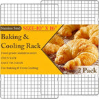 2PCS Cooling Racks for Cooking and Baking - 10" x 16"Heavy Duty Stainless Steel Wire Rack for Baking, Grilling, Roasting - Oven & Dishwasher Safe - Fits Half Sheet Pan（Silver）