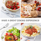 SANTUO Forks and Spoons Set, 10PCS 7.3" Salad Forks and 10PCS 7.3" Soup Spoons, Stainless Steel Silverware set of 20, Mirror Polished & Dishwasher Safe