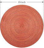 FunWheat Round Braided Placemats Set of 4 Place mats for Dining Tables Woven Heat Resistant Table Mats 15 inch for Fall(Orange,4pcs)