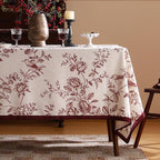 ISAENNE Designer Vintage Linen Small Square Tablecloth,Red Floral Pattern Linen Stain Resistant Table Cloth,Decor Tablecloths for Dining Thanksgiving Kitchen Tea Party,55"*55"-Harmony