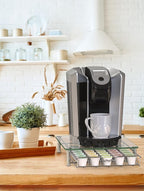 Deco Brothers Crystal Tempered Glass K-Cup Holder Drawer for 30 Coffee Pods Storage, Chrome