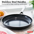 OXO Agility Series 12" Frying Pan Skillet, Ceramic Nonstick Cookware PFAS-Free, Induction Suitable, Quick Even Heating, Stainless Steel Handle, Chip-Free Rims, Dishwasher and Oven Safe, Black