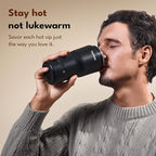 Tastee Heated Coffee Mug – 12oz Portable Travel Mug with 1℉ Precise Temperature Control, 8-Hour Heat Retention, 30W Fast Charging, Leak-Proof, Wide Mouth, Gift-Ready for Office, Home & Outdoor(Black)