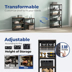 HOMEDANT House 5-Tier Metal Rolling Cart Shelf Rack Casters Heavy Duty Laminated Wheel Shelving Unit Adjustable Utility Storage Shelves Organizer Shelf Kitchen Garage 24.4" W x 16.5" D x 62.2" H 2Pack