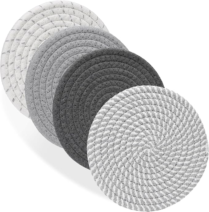 Billbotk 7" Trivets for Dishes, Pots and Pans, 4 Heat Resistant Hot Pads, Pot Holders for Kitchen, Plate Mats for Countertops, Table, Home Essentials, Farmhouse Decor