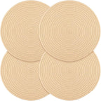 Billbotk Round Woven Placemats Set of 4, 13 Inches Table Place Mats for Dining Table, Hot Pads for Kitchen, Trivets for Hot Dishes, Pots and Pans,Tabletop Accessories(Beige)