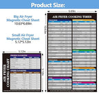 Air Fryer Magnet Cheat Sheet Set, 2PCS Ultimate Air Fryer Accessories Kit with Cooking Times Chart, Strong Magnetic Quick Reference Guide for Ninja, Instant Pot, All Air Fryers.