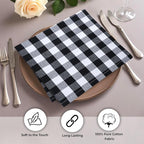 Urban Villa Cloth Dinner Napkins Set of 12 20''x20''100% Cotton Black White Buffalo Checks Highly Absorbent Washable Reusable Durable Ideal for Farmhouse Party Thanksgiving Fall Christmas Everyday Use