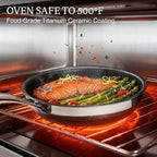 KITEXPERT Non Stick Frying Pans with Lid, 12" Titanium Ceramic Pan Nonstick Stainless Steel Skillet, PFAS PFOA & PTFE Free, Quick-Cool Handle, Dishwasher & Oven Safe, Compatible with All Cooktops