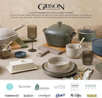 Gibson Elite Gelston Stoneware Matte Reactive Glaze 16 Piece (Service for 4) Plates and Bowl Dinnerware Set - Green