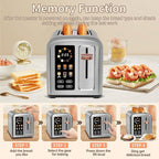 SEEDEEM Toaster 2 Slice, Touch Control Stainless Toaster LCD Display, 50% Faster Heating Speed, 1.4'' Wide Slots, More Timer Functions, Removable Crumb Tray, 1350W, Silver White