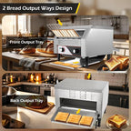 Dyna-Living Commercial Toaster 450 Slices/H Restaurant Toasters 110V 2600W Conveyor Rotating Toaster Oven Commercial Belt Toasters Hamburger Bread Bun Toaster for Restaurant
