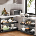 1 Pack Pull Out Drawers for Cabinets, Slide Out Drawer Expandable Width (12"-19") and Depth (17"-23") With 3 Slides, Fixed with Adhesive Film & Nail for Cabinets in Kitchen, Pantry or Bathroom - Black