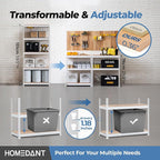 HOMEDANT 5 Tier Laminated White Boltless Metal Shelving Unit Adjustable Garage Storage Utility Rack Heavy Duty Shelves Organization Multipurpose Shelf Warehouse Pantry 28" W x 12.3" D x 59.5" H 4Pack