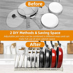 ROOHUA Pot Rack - Expandable Pot & Pan Organizer for Cabinet, 10 Adjustable Compartments (Apricot, 10)