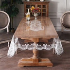 Rectangle Waterproof Clear Table Cover Protector Vinyl Table Cloth Oil Spill Proof Wipe Clean Lace Plastic Tablecloths for Dining Tables (White, 60 x 104 Inches)