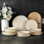 AmorArc Ceramic Dinnerware Sets,Handmade Reactive Glaze Stoneware Plates and Bowls Sets,Highly Chip and Crack Resistant | Dishwasher & Microwave Safe Dishes Set,Service for 6 (18pc)