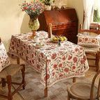 ISAENNE Designer French Square Tablecloth,Linen Orange Floral Pattern Indoor Table Cloth,Wrinkle Resistant Decor Table Cloth for Dining Thanksgiving Kitchen Party,67"*67"-Alvarado D