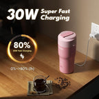 Tastee Heated Coffee Mug – 12oz Portable Travel Mug with 1℉ Precise Temperature Control, 8-Hour Heat Retention, 30W Fast Charging, Leak-Proof, Wide Mouth, Gift-Ready for Office, Home & Outdoor(Pink)