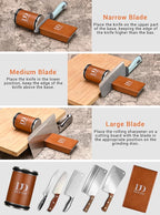 Davior Rolling Knife Sharpener Kit with Diamond Discs, 15° & 20° Multi Angle Magnetic Knife Sharpener Roller Tool for Kitchen and Pocket Knives, Finger Protector, Leather Strop & Carry Bag
