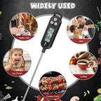 12 Pcs Meat Food Thermometer Food with Probe Water Liquid Instant Read Digital Thermometer Kitchen Cooking Supplies for Cooking BBQ Milk Yogurt (Black)