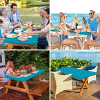 homing Rectangle Table Cloth Cover, Waterproof Polyester Elastic Fitted Tablecloth, Fits for 8 Foot Folding Tables, Washable Table Protector for Picnic, Camping, Outdoor (Teal, 30" x 96")