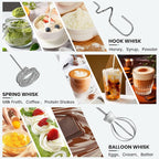 Milk Frother Handheld Rechargeable, Frother Wand Drink Mixer Electric Whisk for Coffee, Detachable With 3 Stainless Whisks, Hand Mixer for Lattes, Cappuccino, Matcha, Egg, No Stand, Black